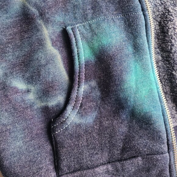 NWT Juno Teal Navy Blue Tie Dye Children's Zip Up Hoodie Jacket Fleece - Picture 5 of 5